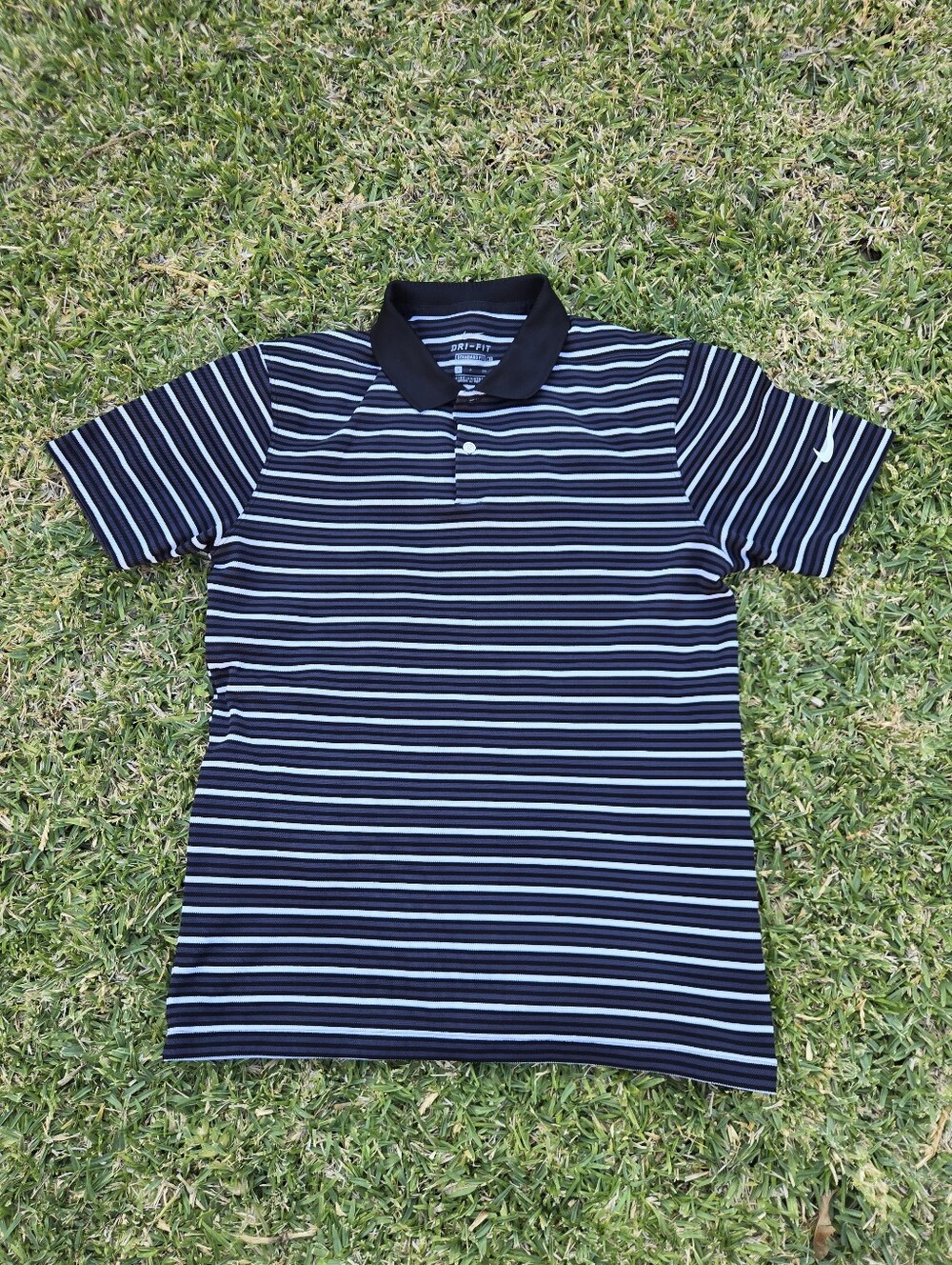 Nike Dri-Fit Black And White Striped Mesh Shirt